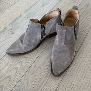 Frye Gray Suede Heeled Boots